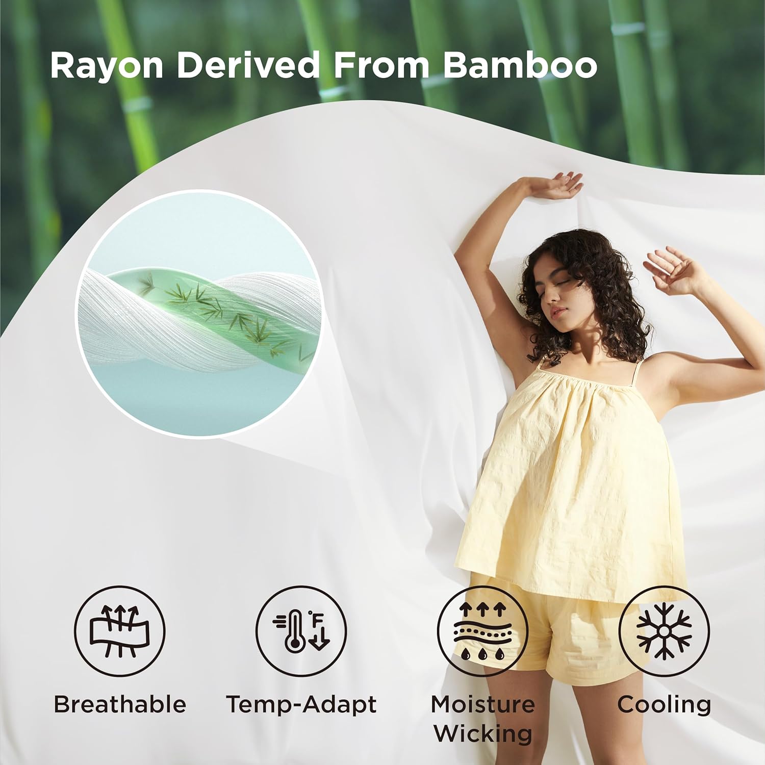 Bedsure Silky Cooling Duvet Cover Queen Size - 100% Rayon Derived from Bamboo Comforter Cover Set for Hot Sleepers, Breathable & Moisture-Wicking Bedding Set, White - Image 2