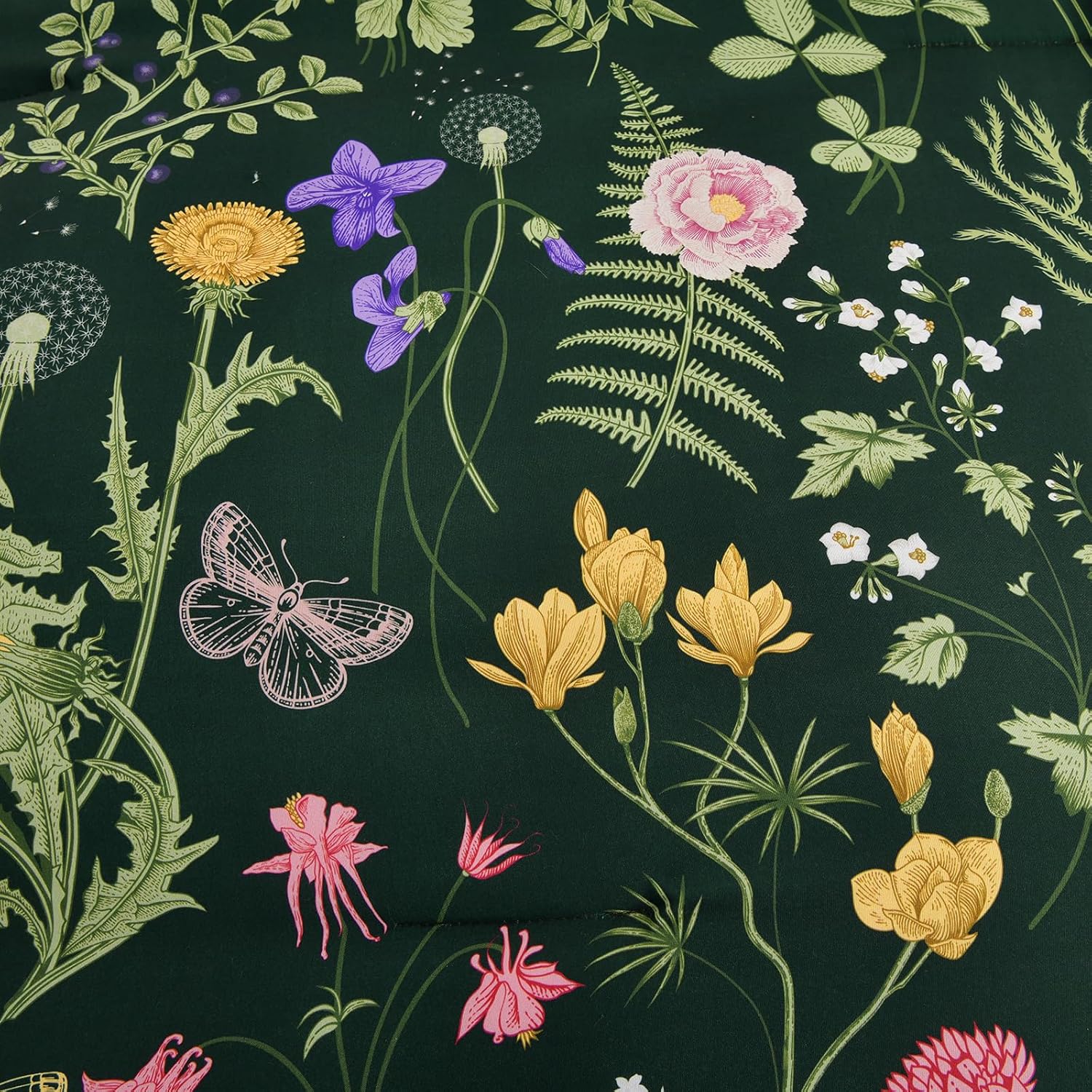 Yiran Queen Comforter Set 7 Piece, Dark Green Floral Bedding Set, Bed in a Bag Queen with Botanical Flowers Patterns, Soft Microfiber Complete Bedding Set with Sheets for All Season - Image 4