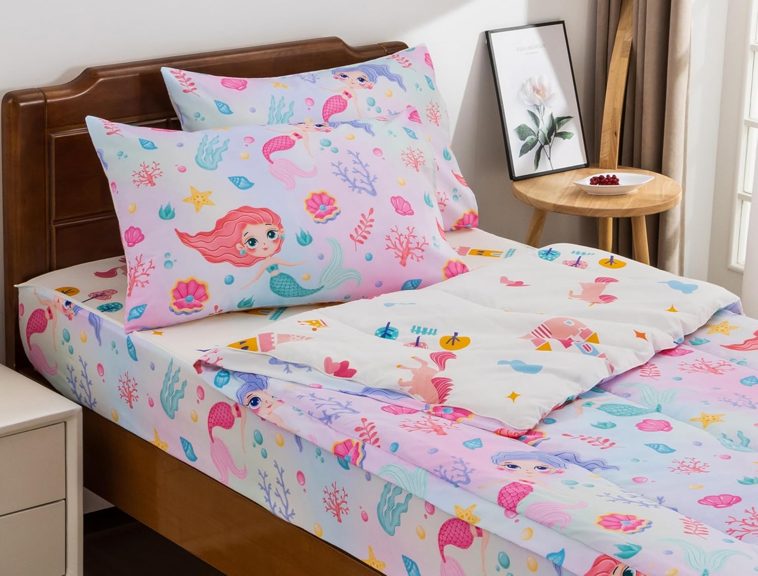Meeting Story 3pcs Kids Comforter Sets Zipper Bedding Set for Girls,Twin Kid Bedding Set Rainbow Comforter Flower Bedding for Kid,All in one Zipper Bedding(Beige,Twin) - Image 17
