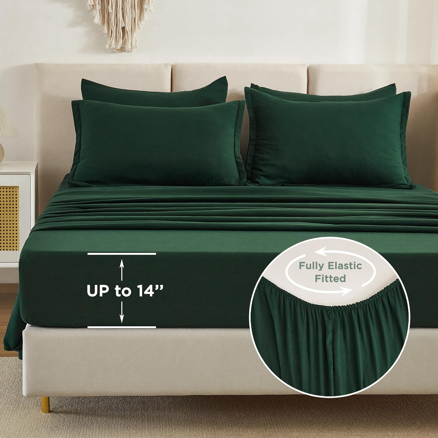 Litanika King Size Comforter Set Dark Emerald Green - 7 Pieces Bed in a Bag King Bedding Comforter Sets, Solid Lightweight Bed Set with Comforter, Sheets, Pillowcases & Shams - Image 5