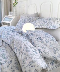 EAVD Blue Floral Comforter Set Full White Soft Microfiber Reversible Floral Bedding Set for Girls and 2 Pillowcases Vintage Garden Botanical Bedding Full Size Comforter Set for All-Season