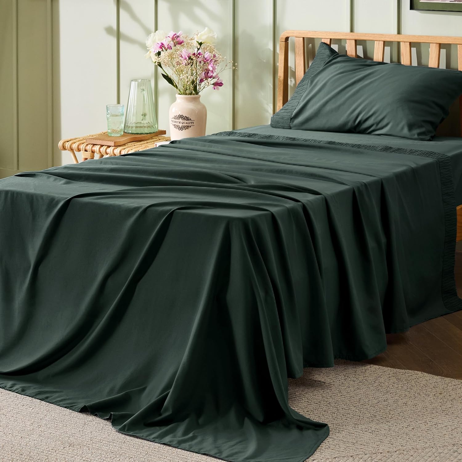 Bedsure Queen Sheet Set - 4 Pieces Soft Queen Size Sheets - Breathable & Cooling - Hotel Luxury - Easy Care Polyester Microfiber Bedding for Women, Men, Dark Grey - Image 55