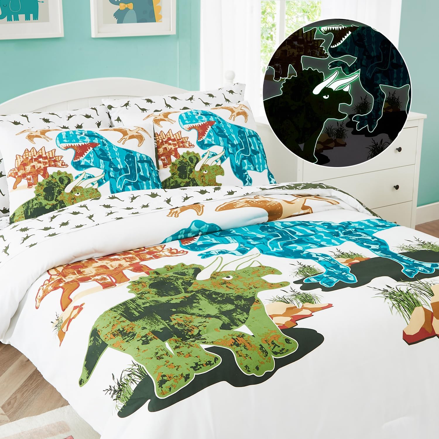 Twin Kids Comforter Set - 5 Pieces Twin Bedding Sets for Boys, Glow in The Dark Space Bed in A Bag with Sheets - Image 11