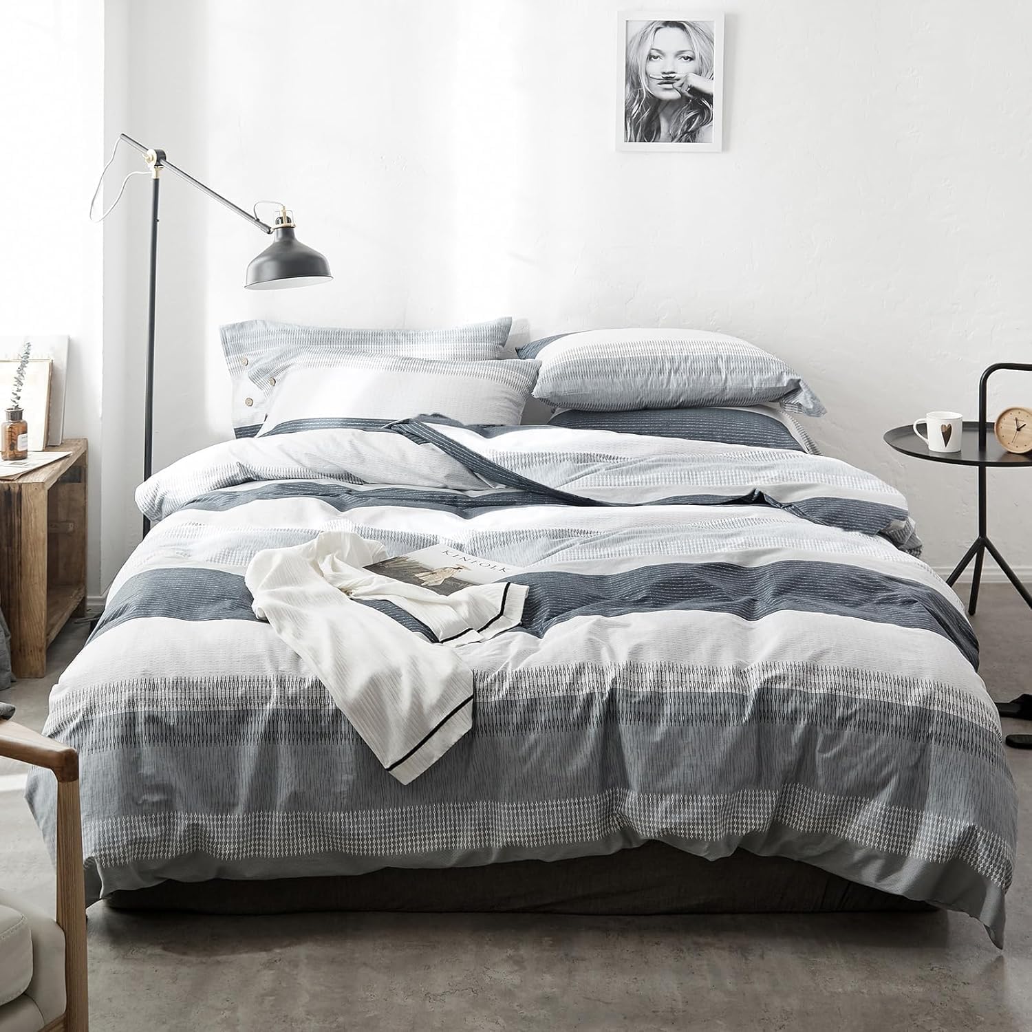 LifeTB Queen Comforter Set Tan Gingham Comforter Modern Style Beige Plaid Comforter Set 3 Pieces Fluffy Grid Checkered Comforter with 2 Pillowcases Boho Gingham Bedding Set Queen Size - Image 47