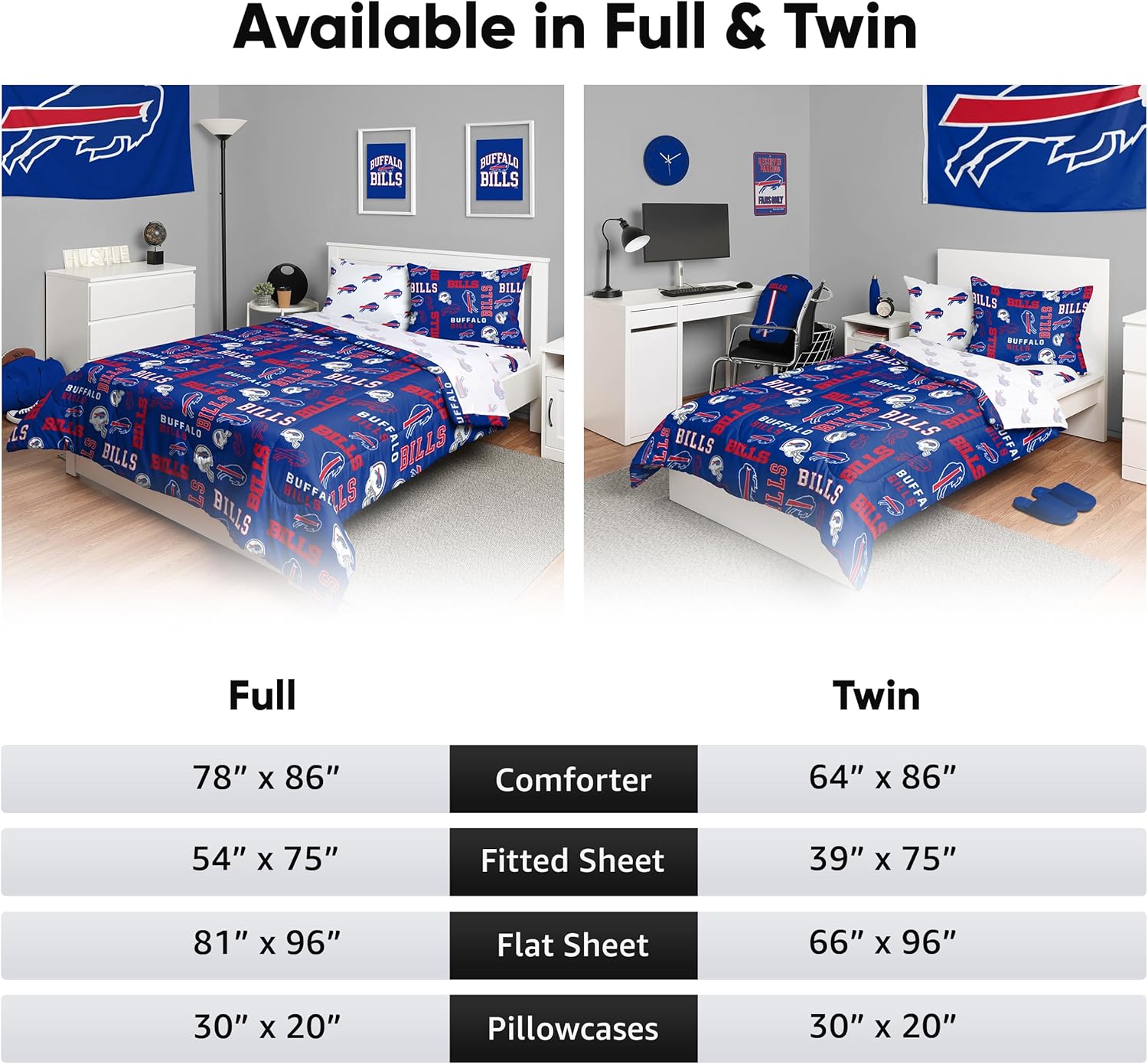 FOCO Unisex-Adult NFL Team Logo Bed in a Bag Comforter, Sheets, Pillow Cases Bedding 5-Piece Set - Image 5