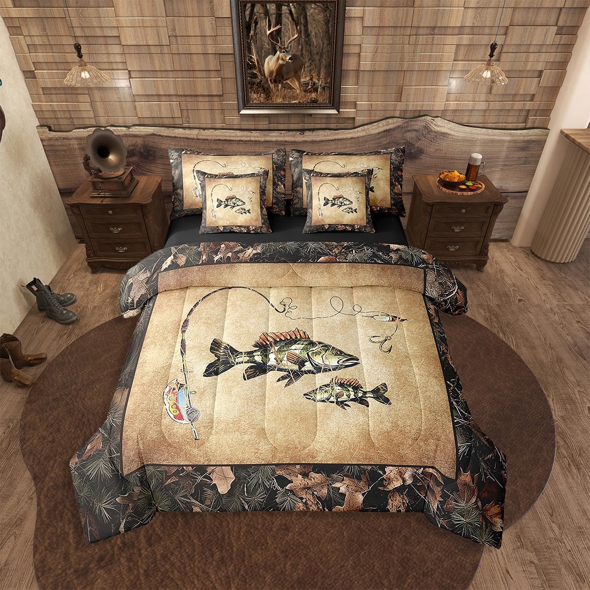 Erosebridal 7 Piece Camo Mallard Duck Comforter Set with Sheets for Kids Boys Men Rustic Farmhouse Cabin Bed in A Bag Queen,Hunting Woodland Duck Bedding Set Country Wood Board Animal Bed Set - Image 11