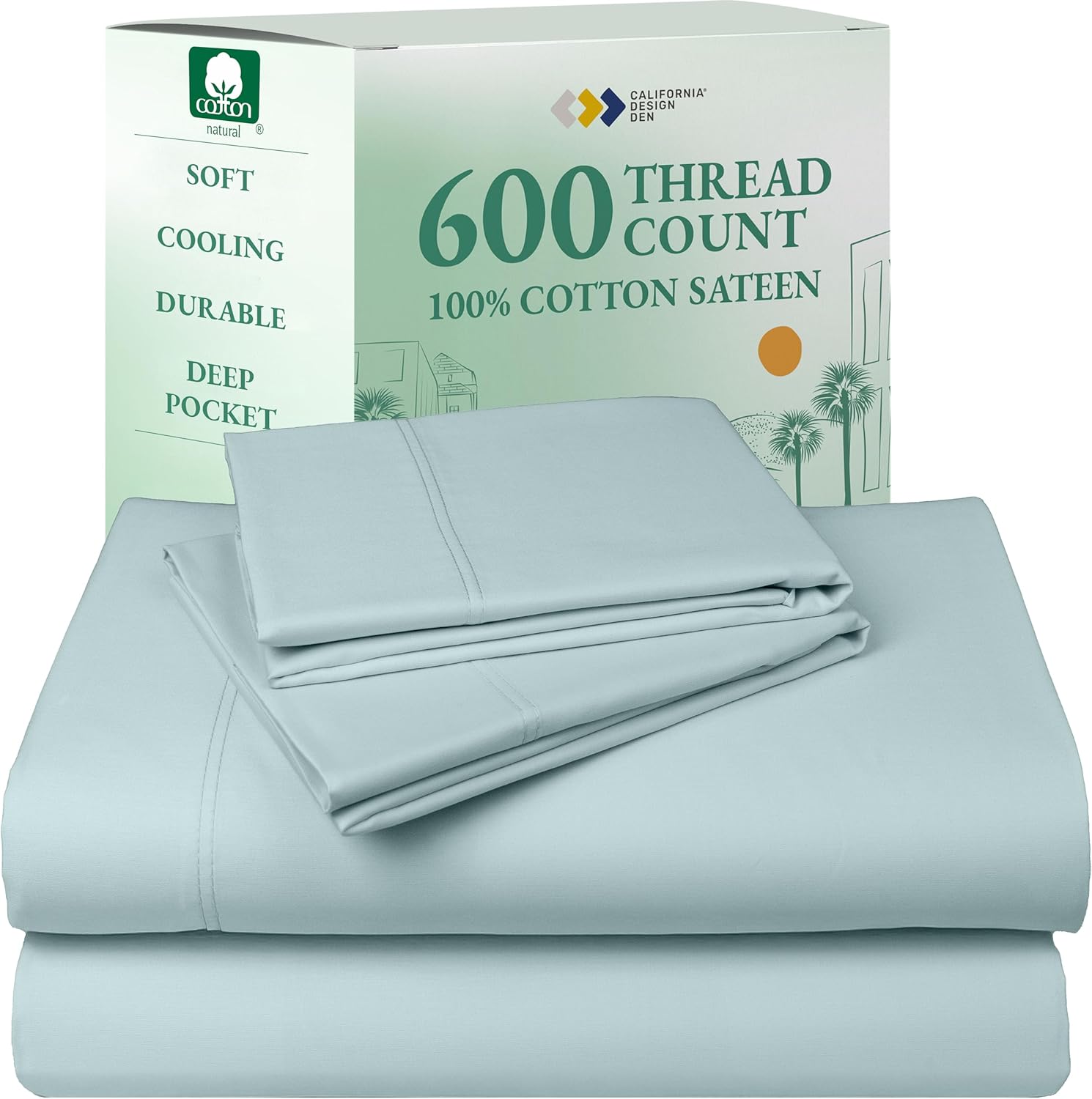 California Design Den Queen Sheet Set - Luxury 600 Thread Count Sateen, 100% Cotton Deep Pocket Queen Sheets with All Around Elastic, Snug Fit, Hotel Quality Bedding Set - White - Image 37