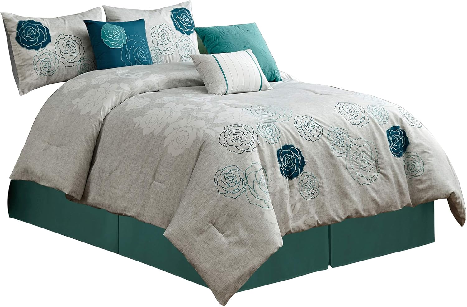 Chezmoi Collection Serene 7-Piece Luxury Autumn Floral Embroidery Comforter Set, Queen, Orange/Brown/Taupe - Image 22