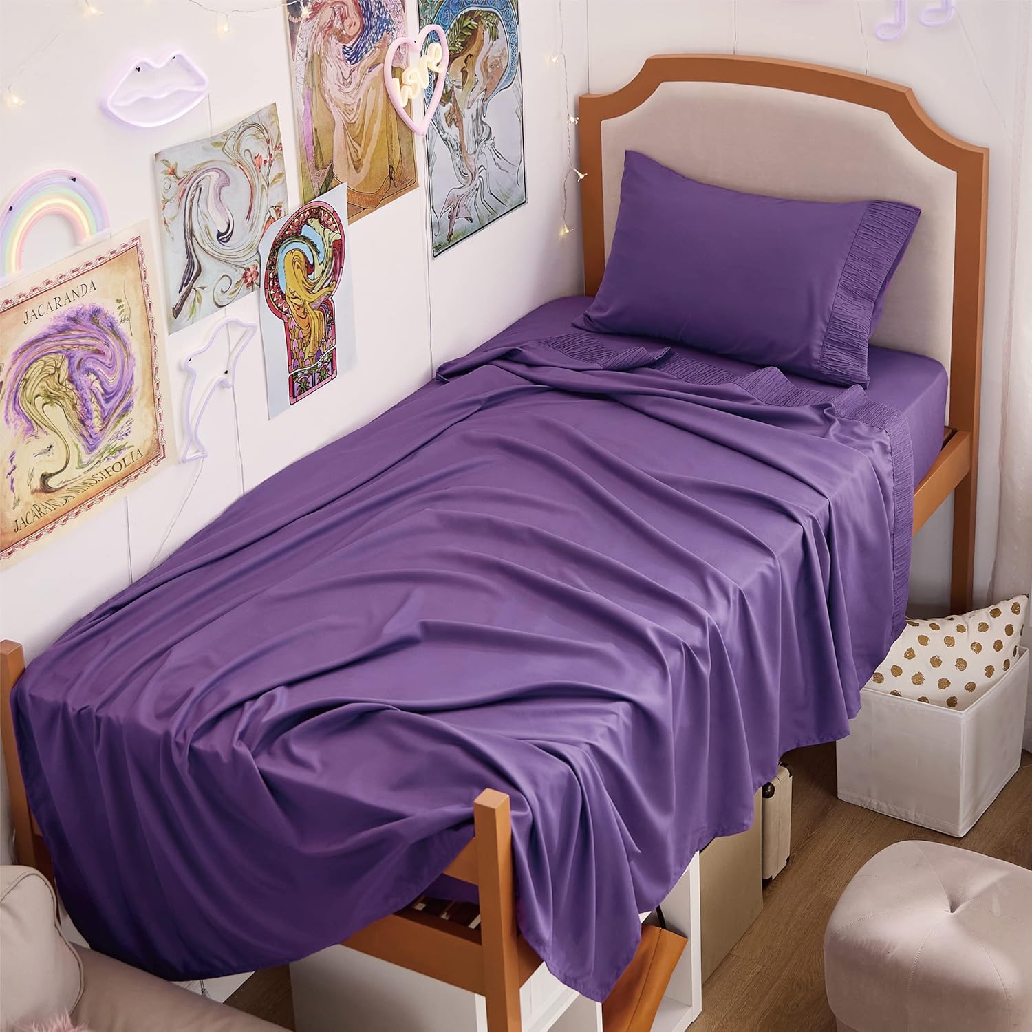 Bedsure Queen Sheet Set - 4 Pieces Soft Queen Size Sheets - Breathable & Cooling - Hotel Luxury - Easy Care Polyester Microfiber Bedding for Women, Men, Bright White - Image 51