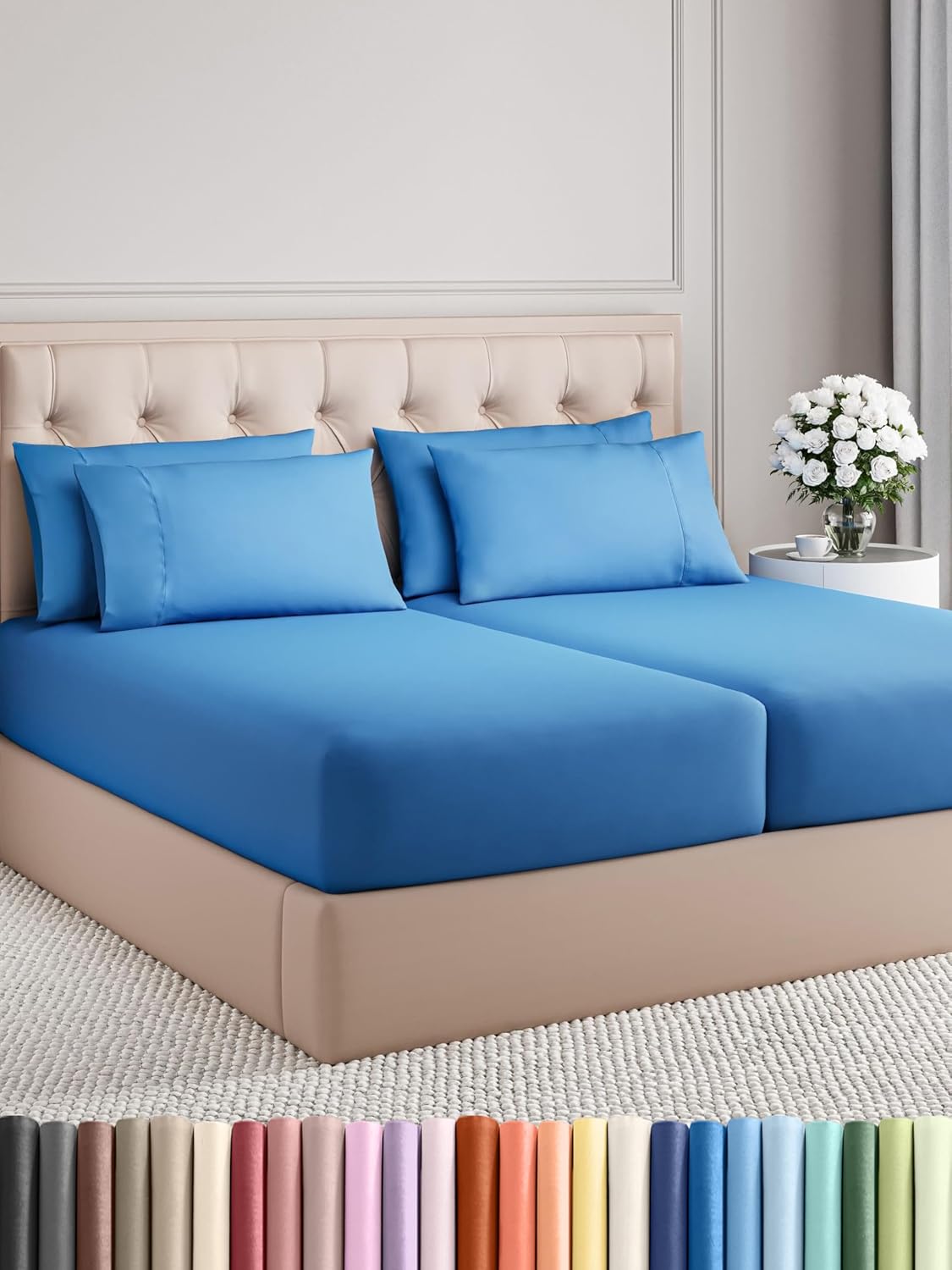 King 6 Piece Sheet Set - Cooling and Breathable Bed Sheets - Hotel Luxury Bed Sheets for Women, Men, Kids & Teens - Bedding with Deep Pockets & Easy Fit - Soft and Wrinkle Free - King Dark Grey Sheets - Image 121