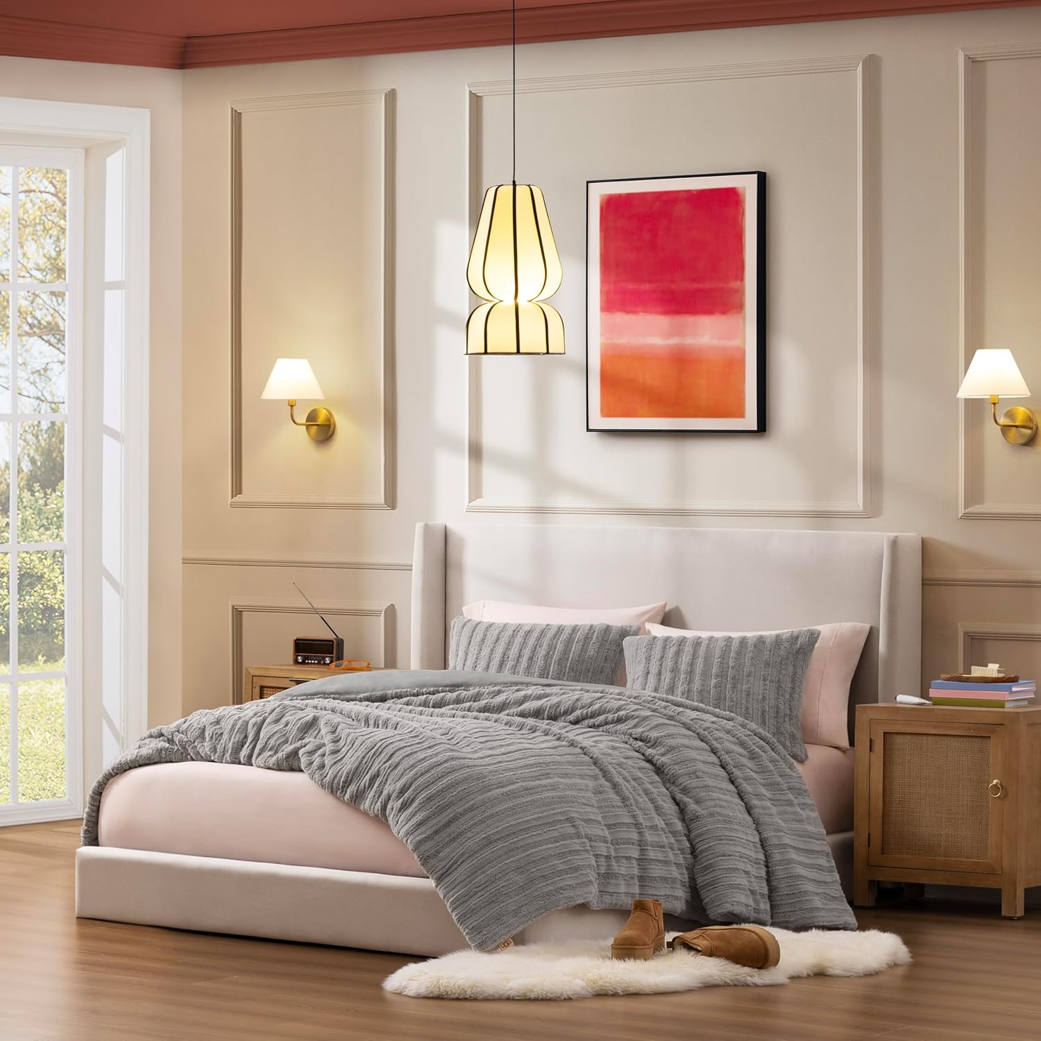 UGG Full/Queen Comforter Set with 2 Pillow Shams Plush Faux Fur Bedding Soft Warm Down Alternative Comforter Washable Hypoallergenic Fluffy Blanket Set for Bedroom, Full/Queen, Seal Grey (Kenzie) - Image 2