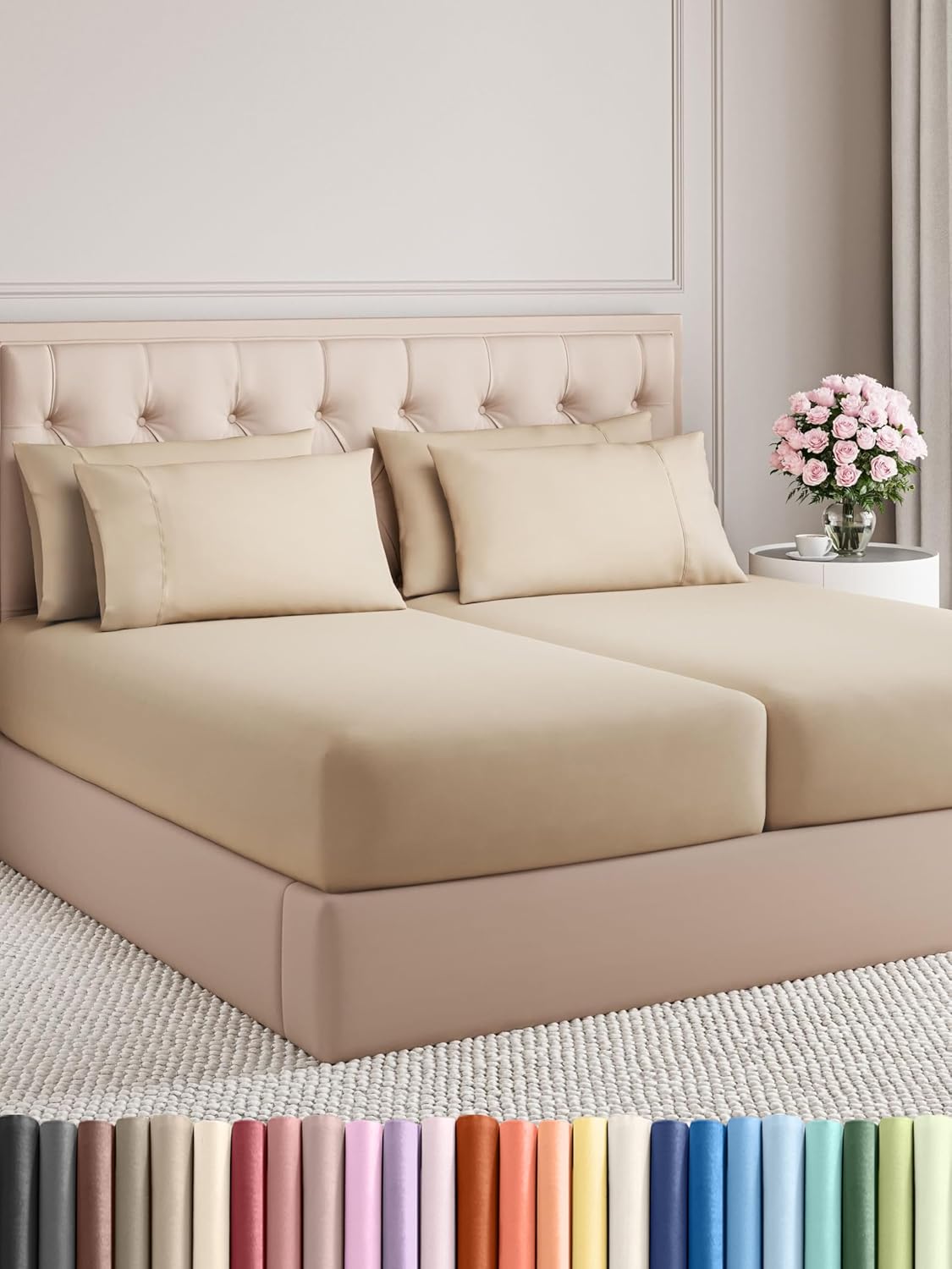 King 6 Piece Sheet Set - Cooling and Breathable Bed Sheets - Hotel Luxury Bed Sheets for Women, Men, Kids & Teens - Bedding with Deep Pockets & Easy Fit - Soft and Wrinkle Free - King Dark Grey Sheets - Image 110