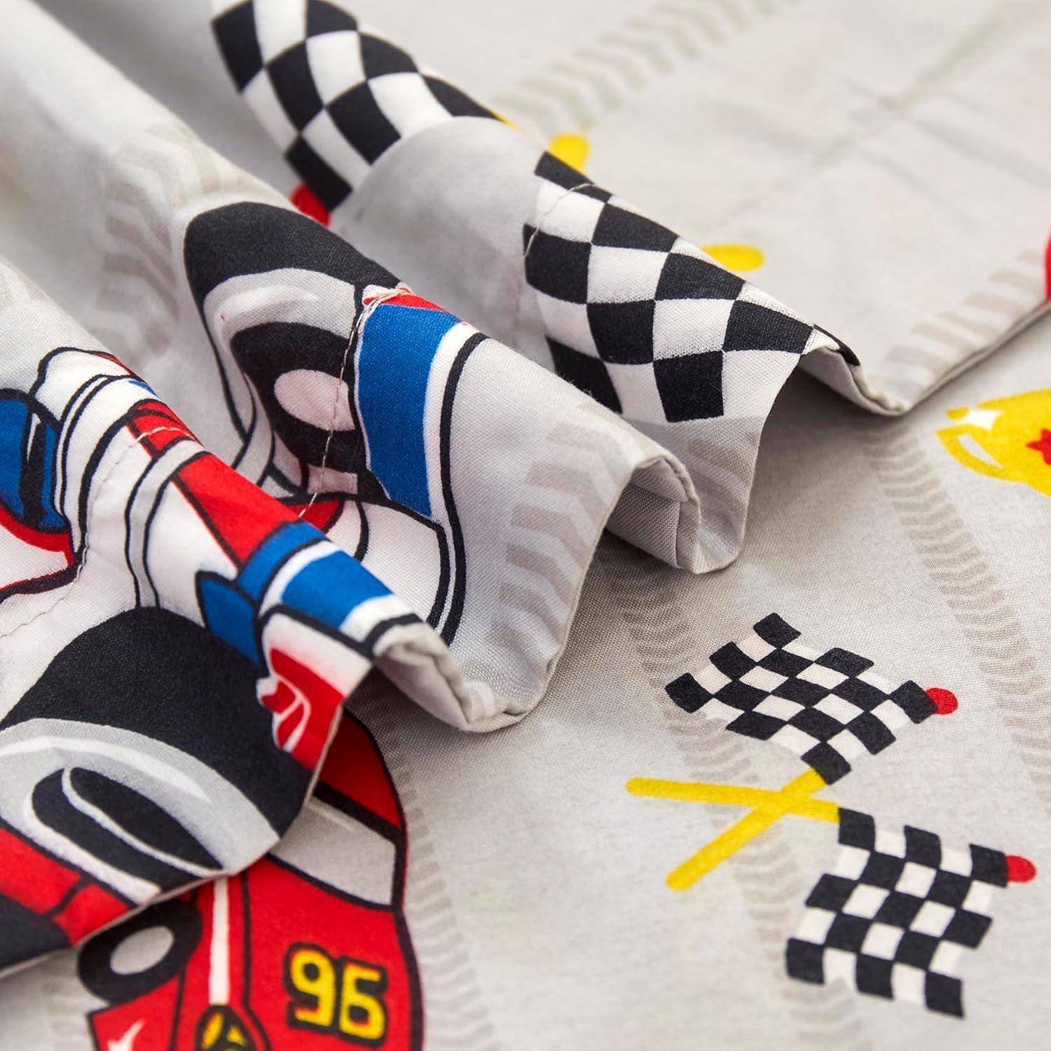 Mooreeke Full Size Comforter Sets for Boys Kids, 8 Pieces Bed in a Bag Racing Car Bedding Comforter Sheet Set with Shams and Decorative Toy Pillow, Ultral Soft Microfiber Kids Bed Set - Image 6