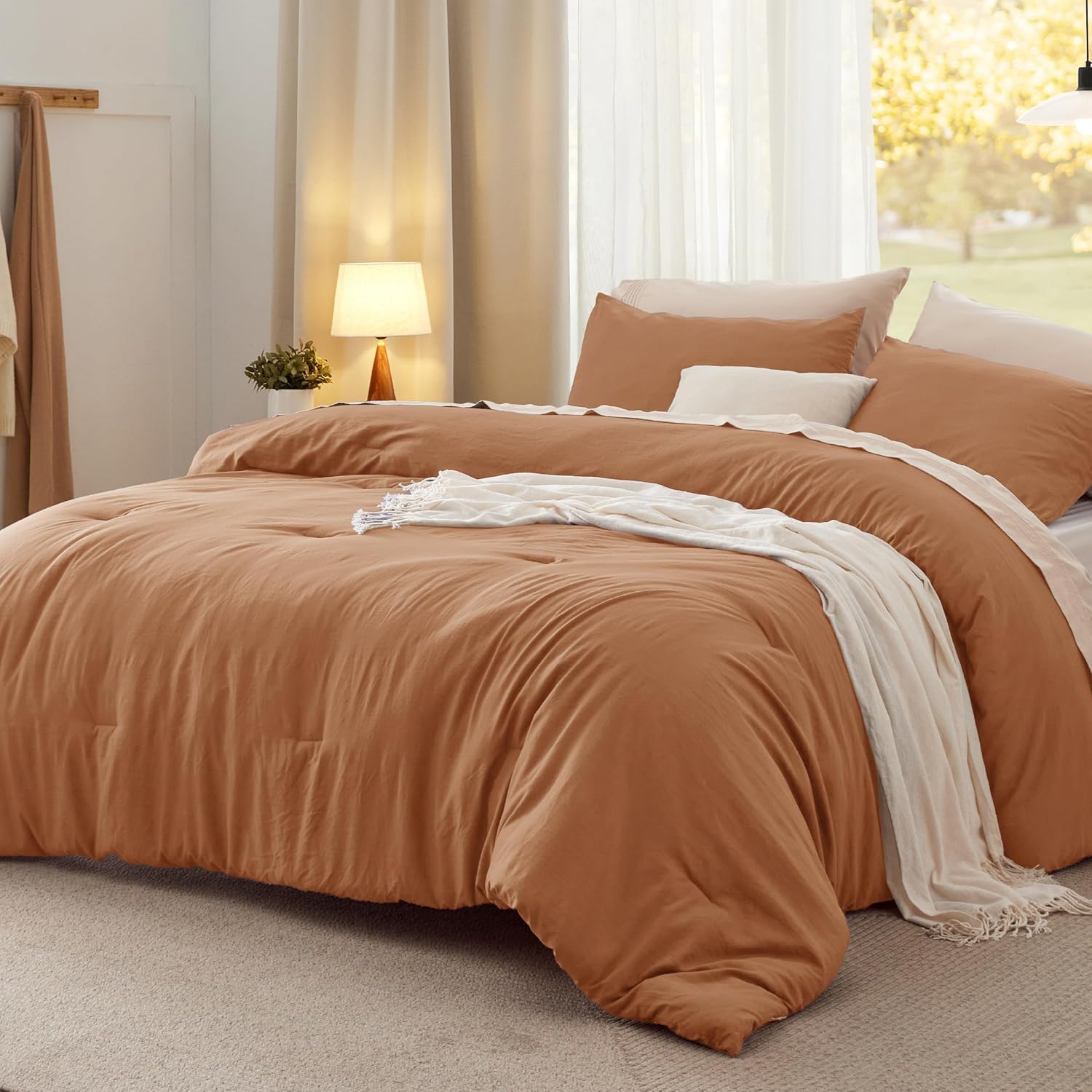 Bedsure King Size Comforter Set, Beige Soft Prewashed Bedding for All Seasons, 3 Pieces GentleSoft™ Warm Down Alternative Bed Set, 1 Lightweight Comforter (104"x90") and 2 Pillowcases (20"x36") - Image 30