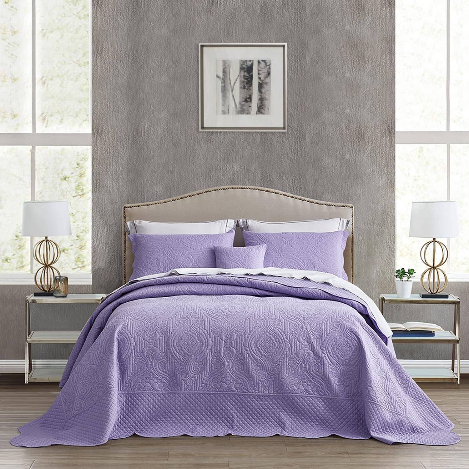 HZ & HY Oversized King Bedspread 128x120 Extra Wide, Quilted Coverlet Bedding Set, Lightweight Thin Comforter, Reversible, 5 Piece, 100% Microfiber, Mocha - Image 27