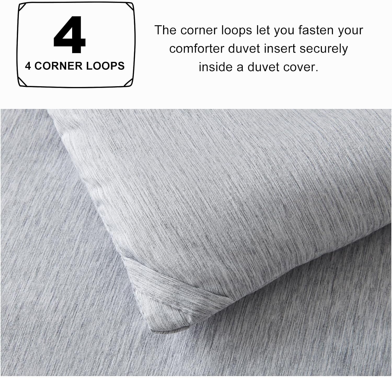 CozyLux Queen Comforter Set - 3 Pieces Light Grey Soft Luxury Cationic Dyeing Queen Comforter for All Season, Light Gray Breathable Lightweight Fluffy Bedding Sets with 1 Comforter and 2 Pillow Shams - Image 4