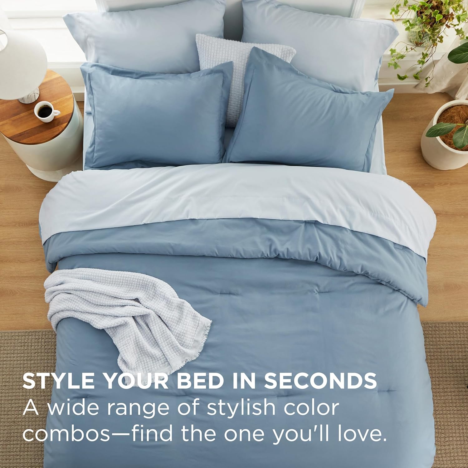 Bedsure Queen Comforter Set - 7 Pieces Grayish Blue Queen Bedding Set for All Seasons, Boho Contrasting Design Bed in a Bag with Comforter, Sheets, Pillowcases & Shams - Image 5