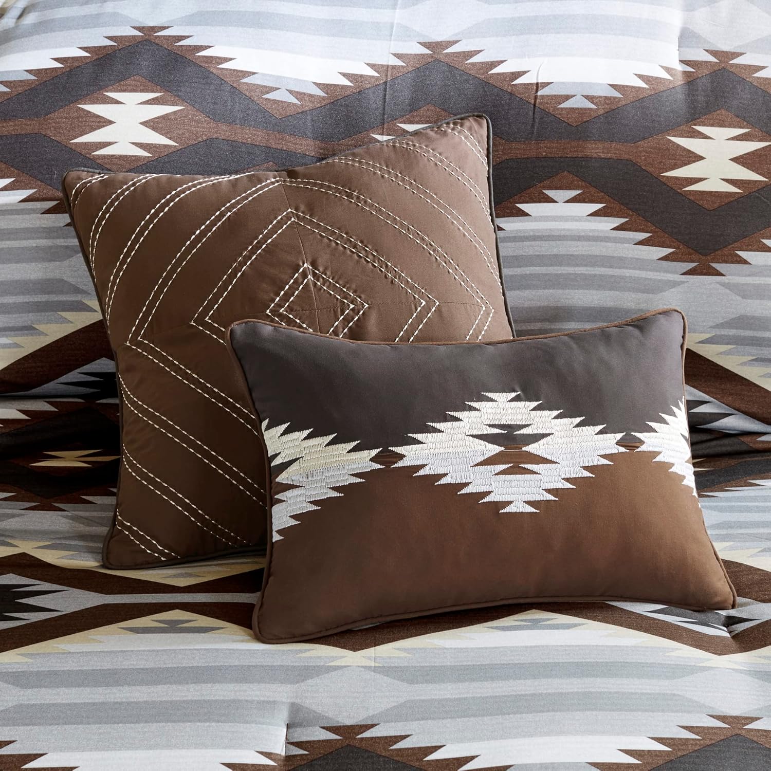 Woolrich Rustic Lodge Cabin Comforter Set - All Season Down Alternative Warm Bedding Layer and Matching Shams, Oversized Queen, Bitter Creek, Grey/Brown - Image 4