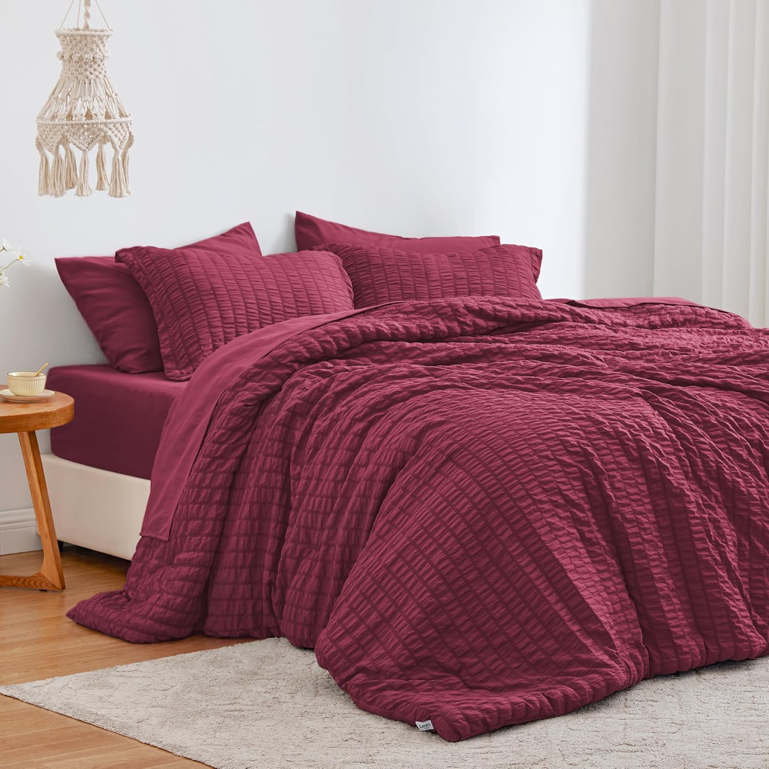 Love's cabin Seersucker Black 7 Pieces Comforter Set Full, All Season Lightweight Bedding Set, Full Bed in a Bag Comforter Set with Comforter, Flat Sheet, Fitted Sheet, Pillowcase and Pillow Sham - Image 8