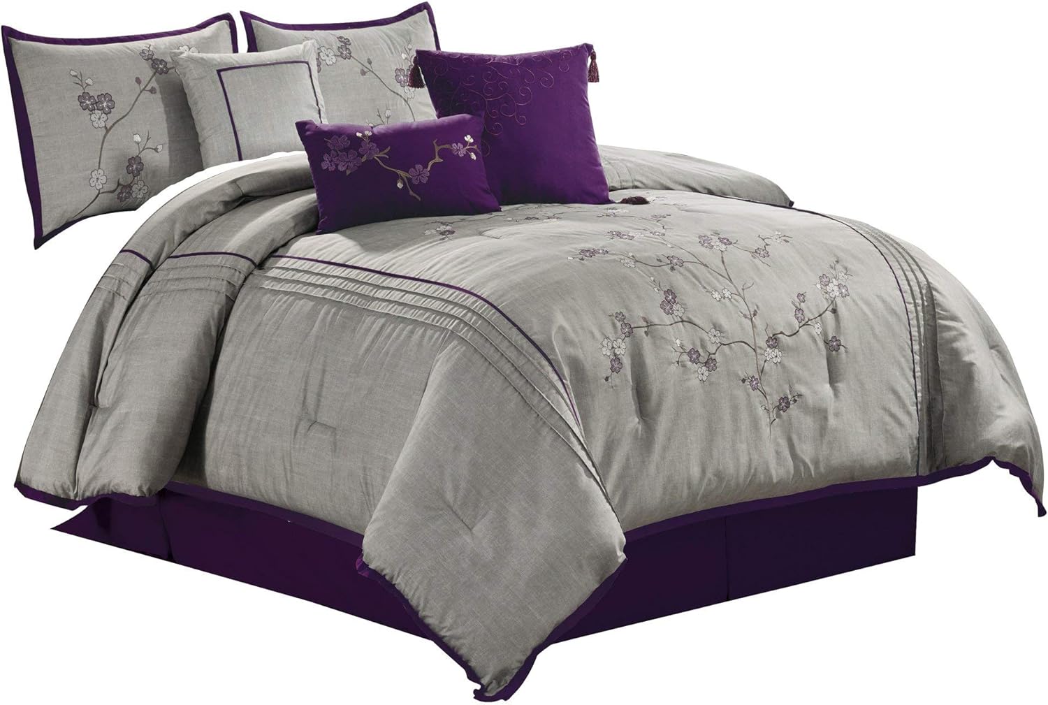 Chezmoi Collection Serene 7-Piece Luxury Autumn Floral Embroidery Comforter Set, Queen, Orange/Brown/Taupe - Image 17