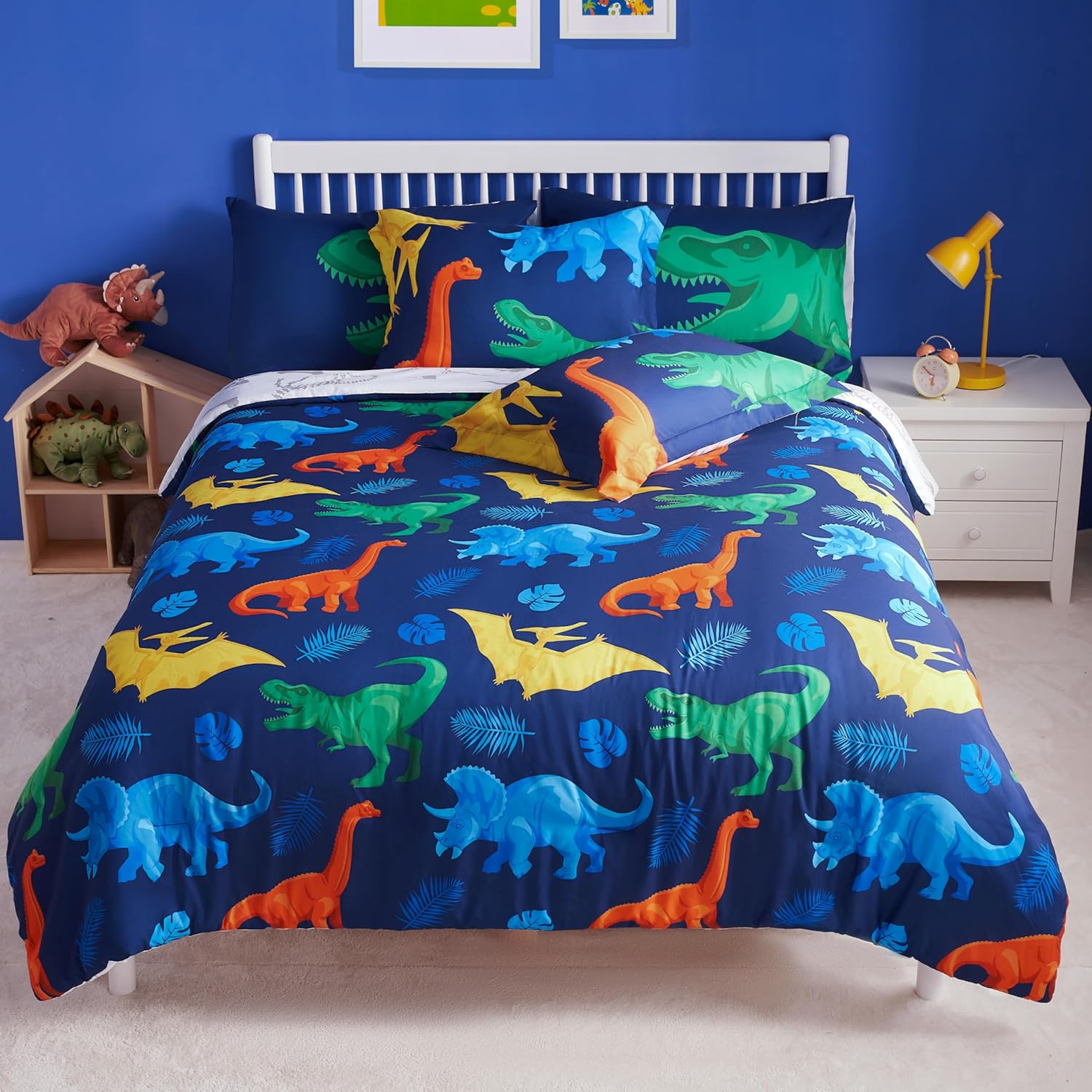 Joiedomi Kid Twin Comforter Set 5 Piece Dinosaur Bedding Set for Boys Girls Super Soft Microfiber Bed in a Bag with Comforter Sheets Pillowcase Sham - Image 18