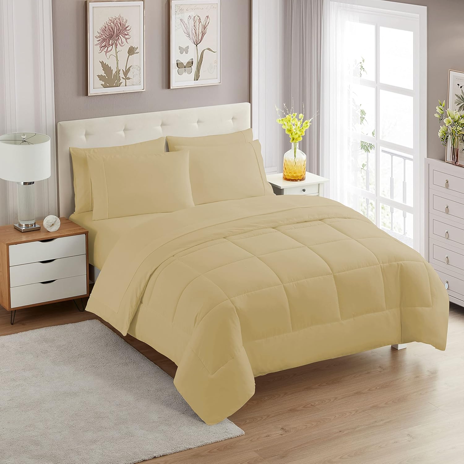 Sweet Home Collection 5 Piece Comforter Set Bag Solid Color All Season Soft Down Alternative Blanket & Luxurious Microfiber Bed Sheets, Black, Twin - Image 43