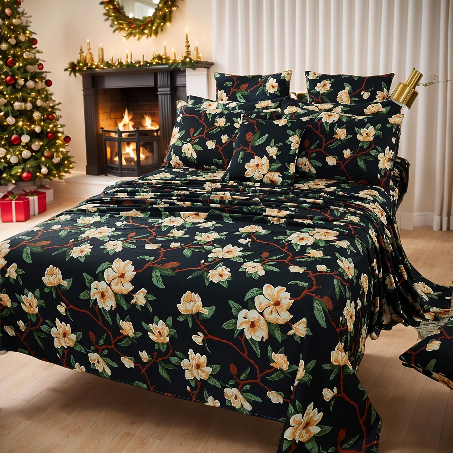 FADFAY Shabby Floral Bedding Elegant Peony Sheets Set Luxury Bedding Collections 800 Thread Count 100% Egyptian Cotton Deep Pocket, 4 Piece-Queen Size - Image 9