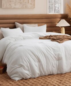 Bedsure Queen Size Comforter Set, White Soft Prewashed Bedding for All Seasons, 3 Pieces GentleSoftâ„¢ Warm Down Alternative Bed Set, 1 Lightweight Comforter (90"x90") and 2 Pillowcases (20"x26")