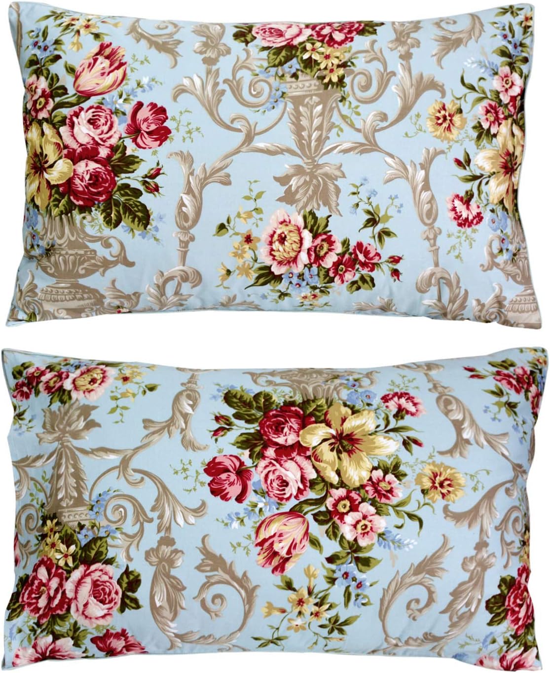 FADFAY Shabby Floral Bedding Elegant Peony Sheets Set Luxury Bedding Collections 100% Egyptian Cotton Deep Pocket, 4 Piece-King Size - Image 2