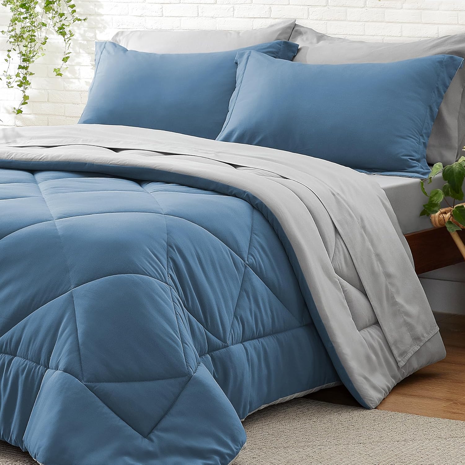 BEDELITE Queen Comforter Set 7 Pieces Bed in A Bag - Soft Microfiber Reversible Black Bed Set with Comforters, Sheets, Pillowcases & Shams, Cozy Luxury Bedding Sets for All Season - Image 10