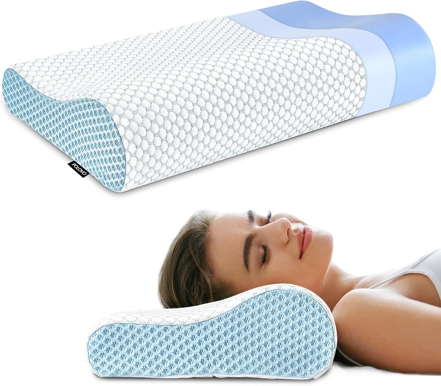 Memory Foam Bed Pillow for Sleeping, Ergonomic Cervical Contour Neck Support Orthopedic Pillow for Side Back Stomach Sleeper, Neck and Shoulder Pain - Image 9