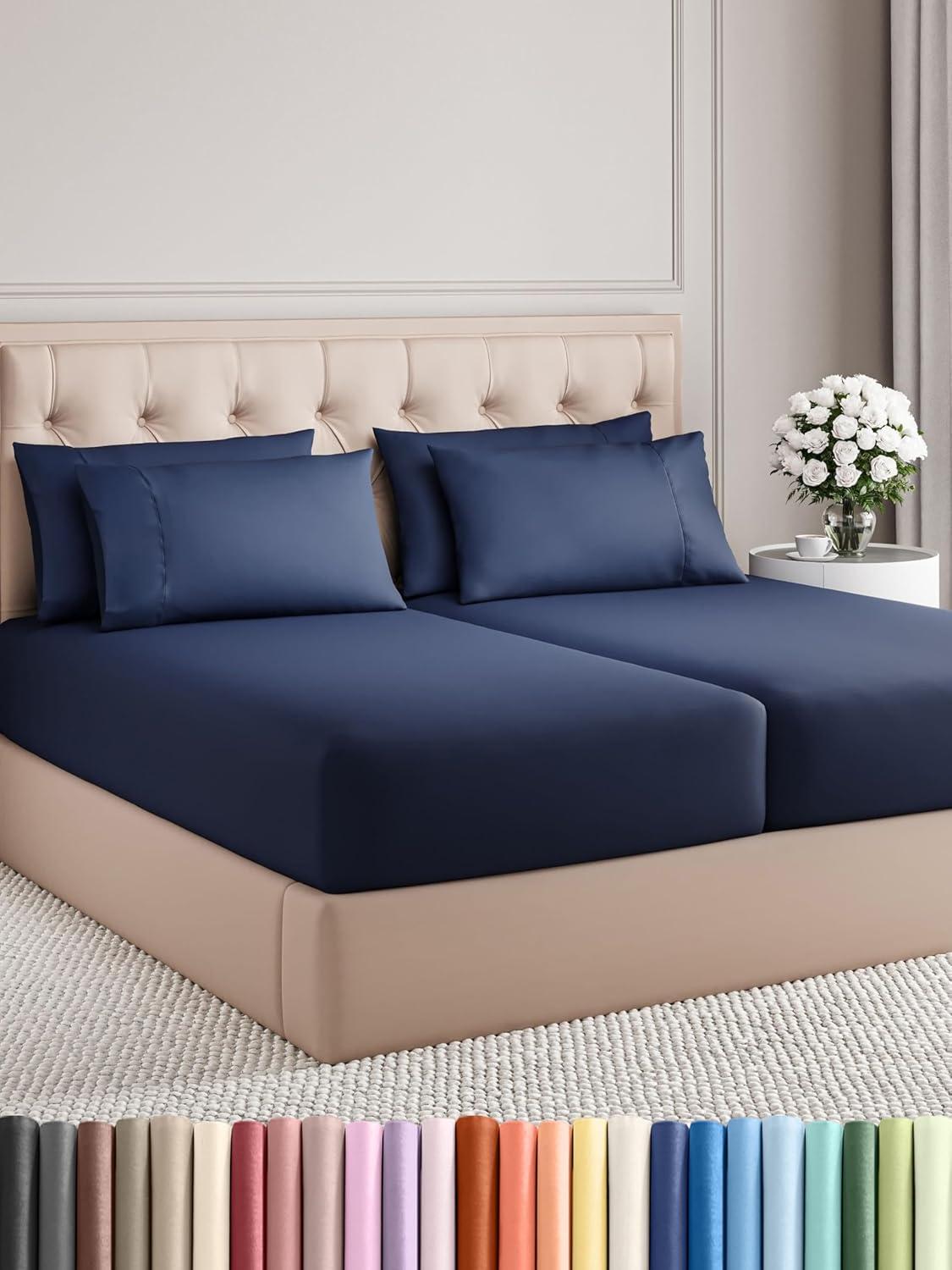 King 6 Piece Sheet Set - Cooling and Breathable Bed Sheets - Hotel Luxury Bed Sheets for Women, Men, Kids & Teens - Bedding with Deep Pockets & Easy Fit - Soft and Wrinkle Free - King Dark Grey Sheets - Image 123