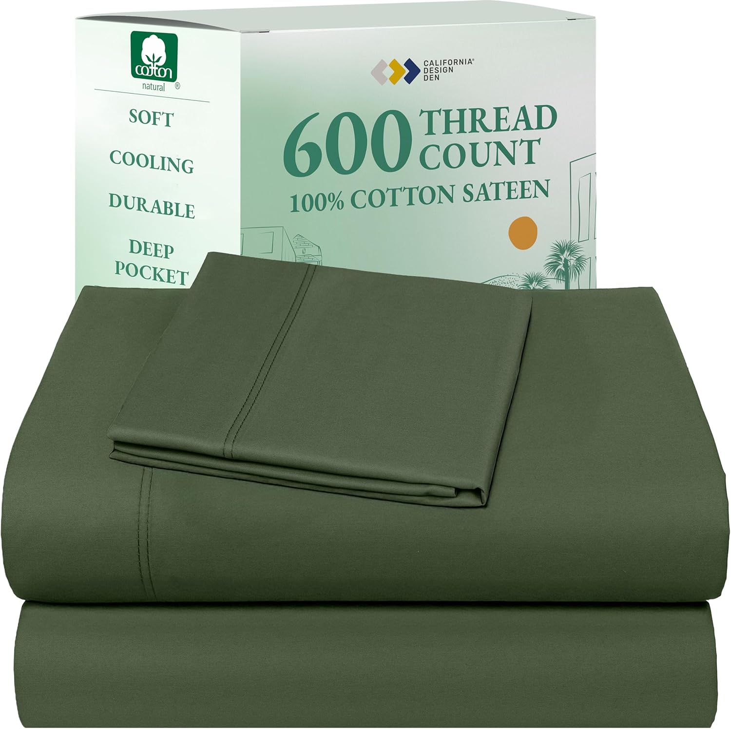 California Design Den Queen Sheet Set - Luxury 600 Thread Count Sateen, 100% Cotton Deep Pocket Queen Sheets with All Around Elastic, Snug Fit, Hotel Quality Bedding Set - White - Image 23