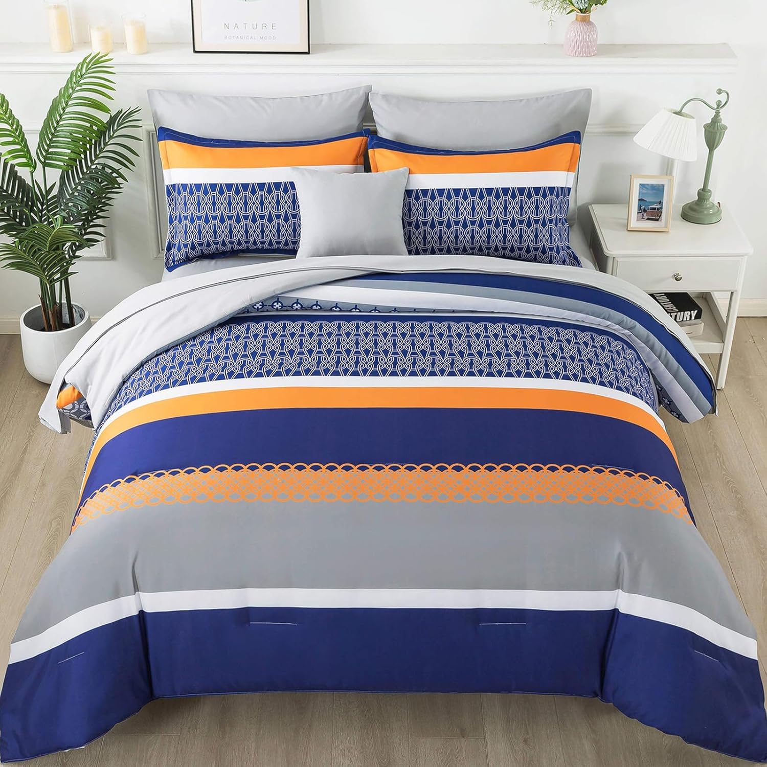 Anibedding Black Comforter Set Queen Size,8 Pieces Boho Bed in a Bag Patchwork Striped Comforter Set, Soft Microfiber Bedding Set for All Season(90"×90") - Image 17