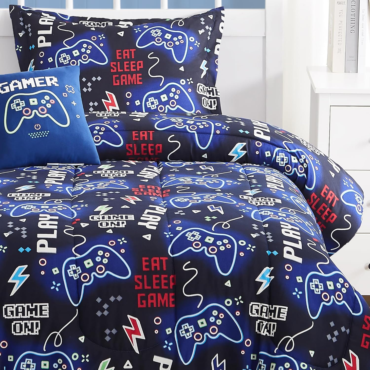 Kids Comforter Set Twin Size for Boys, Glow in The Dark Gamer Bedding Set 1 Comforter, 1 Decor Pillow, 1 Pillow Sham, Twin XL Comforter Set Dorm Bedding - Image 2