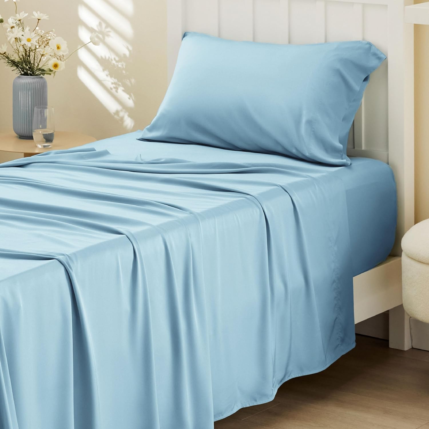 Bedsure King Size Sheets Set, Cooling Sheets for Hot Sleepers, Rayon Derived from Bamboo, Breathable & Soft, Deep Pocket Up to 16 Inches, Hotel Luxury Silky Bedding, Dark Grey - Image 26