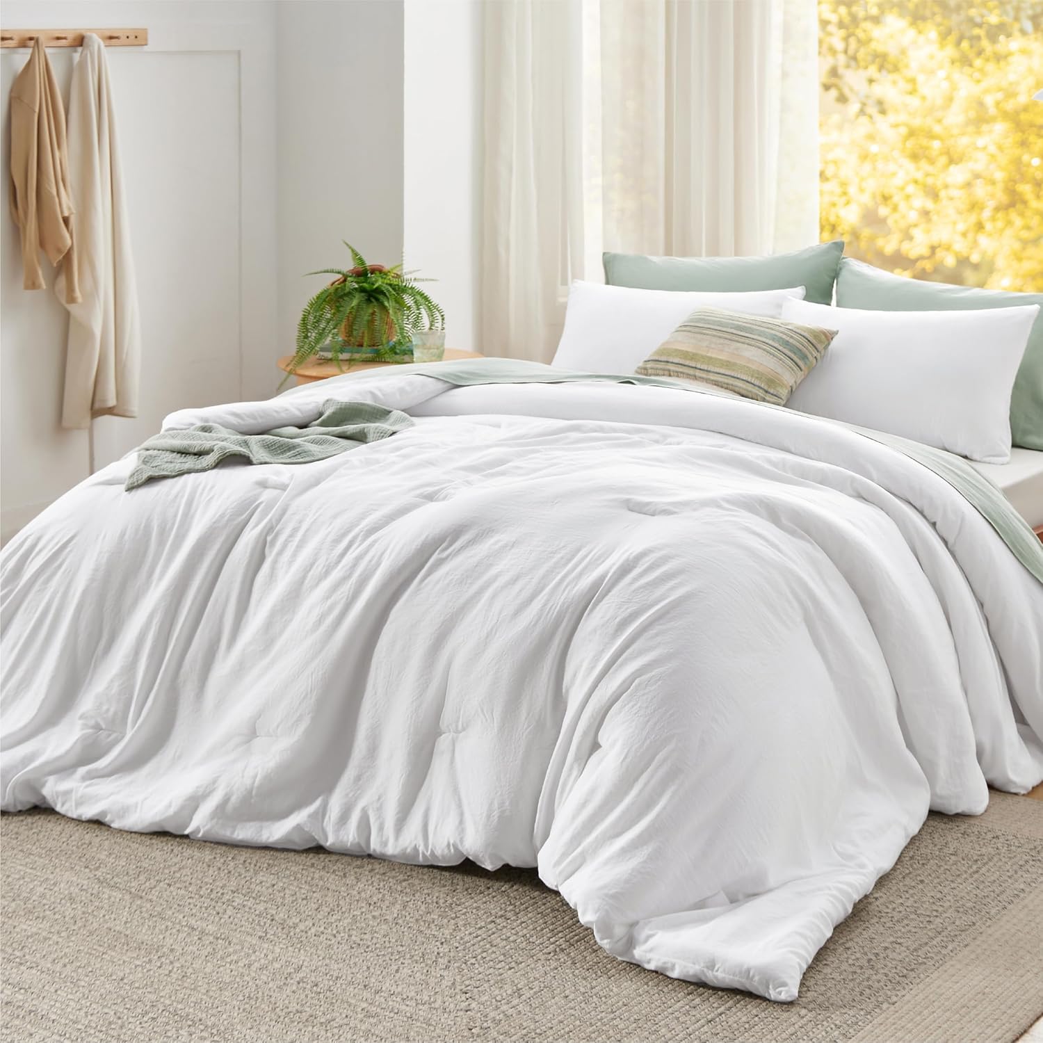 Bedsure King Size Comforter Set, Beige Soft Prewashed Bedding for All Seasons, 3 Pieces GentleSoft™ Warm Down Alternative Bed Set, 1 Lightweight Comforter (104"x90") and 2 Pillowcases (20"x36") - Image 45