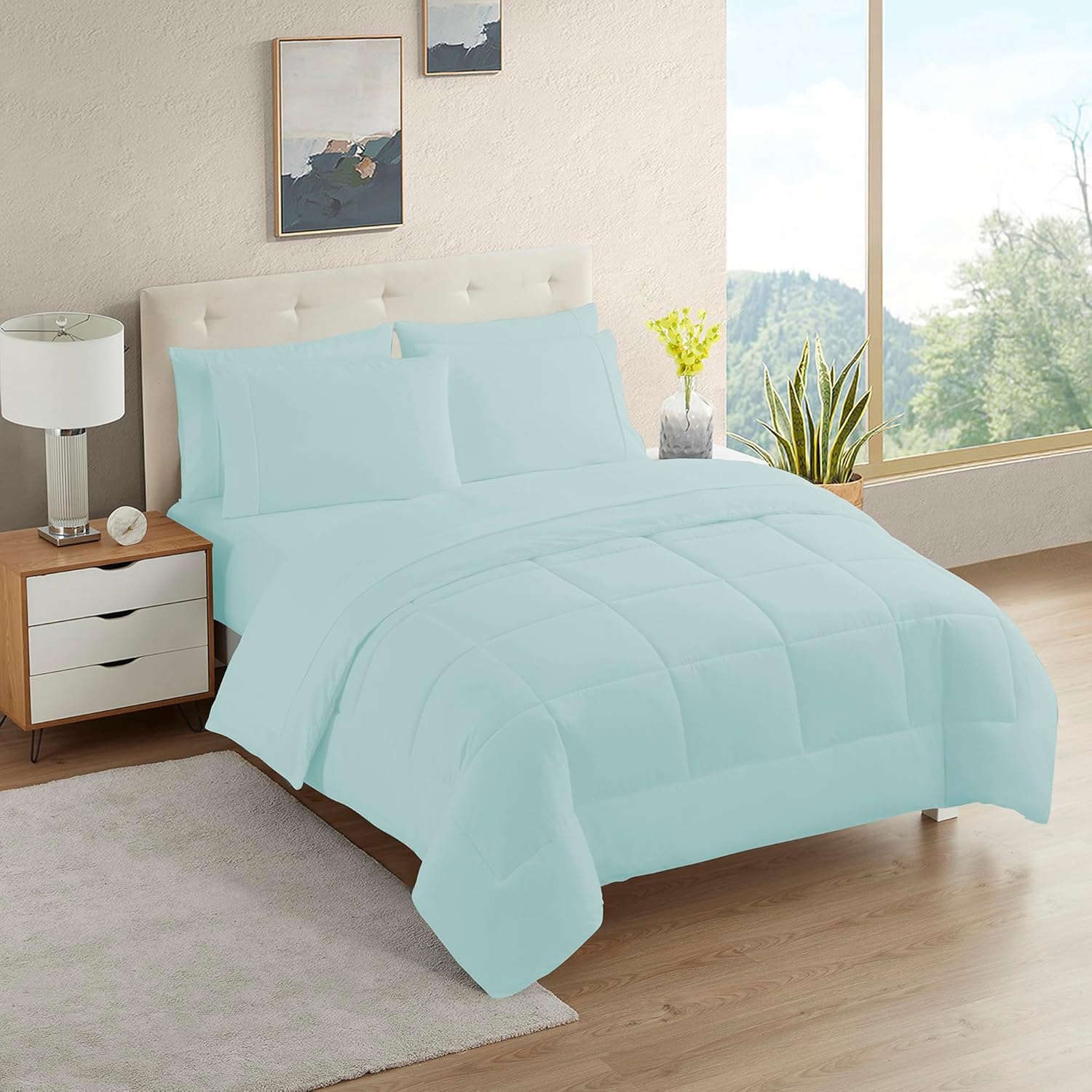 Sweet Home Collection 5 Piece Comforter Set Bag Solid Color All Season Soft Down Alternative Blanket & Luxurious Microfiber Bed Sheets, Black, Twin - Image 7