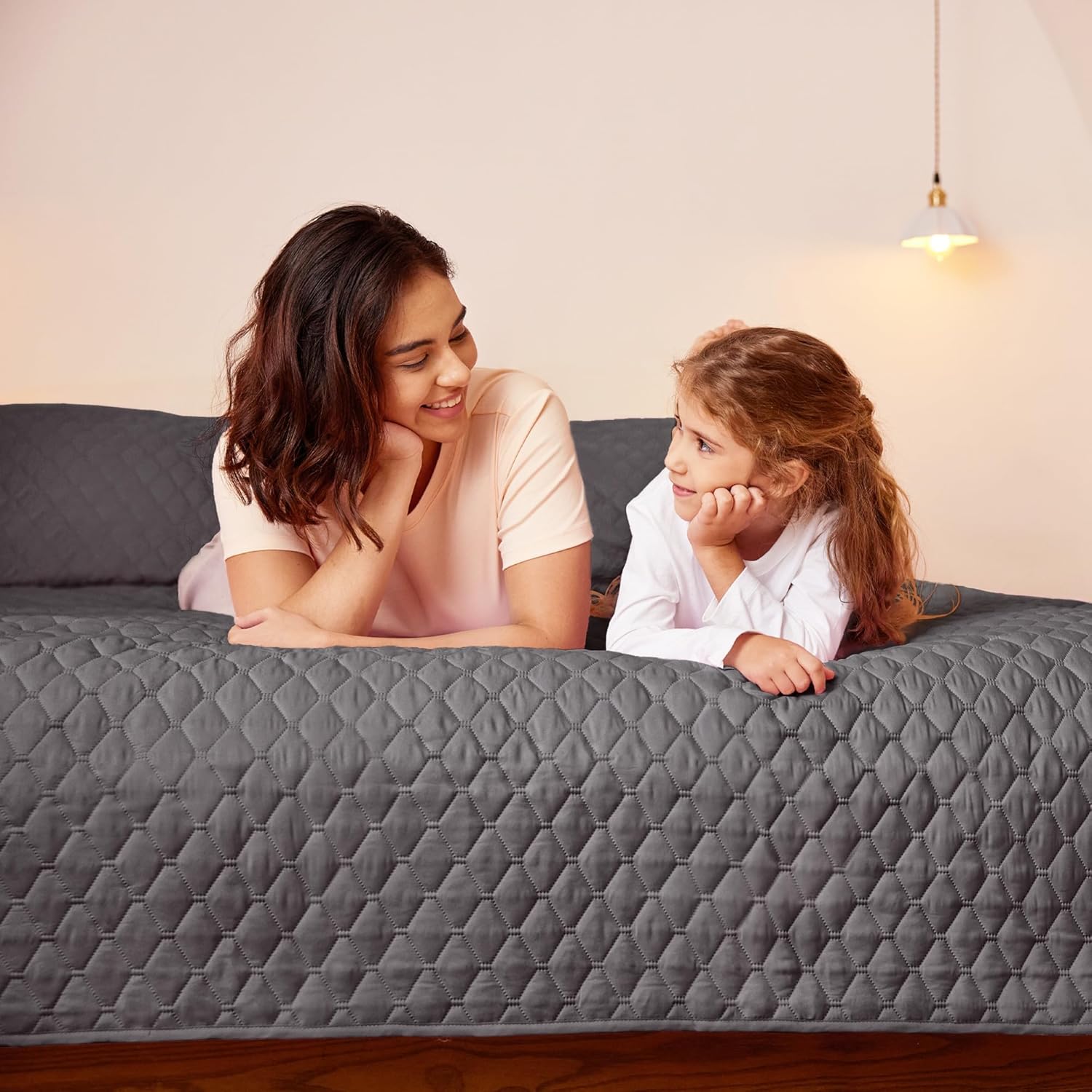 Exclusivo Mezcla Ultrasonic Reversible Full Queen Quilt Bedding Set with Pillow Shams, Lightweight Quilts Queen Size, Soft Bedspreads Bed Coverlets for All Seasons - (Grey, 90"x96") - Image 3