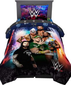 WWE Wrestlemania Kids Bedding Set, Super Soft Microfiber Comforter & Sheet Set, 4-Piece Twin, (Officially Licensed Product) by Franco
