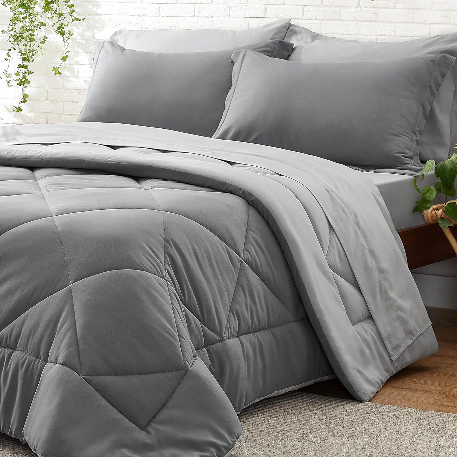 BEDELITE Queen Comforter Set 7 Pieces Bed in A Bag - Soft Microfiber Reversible Black Bed Set with Comforters, Sheets, Pillowcases & Shams, Cozy Luxury Bedding Sets for All Season - Image 14