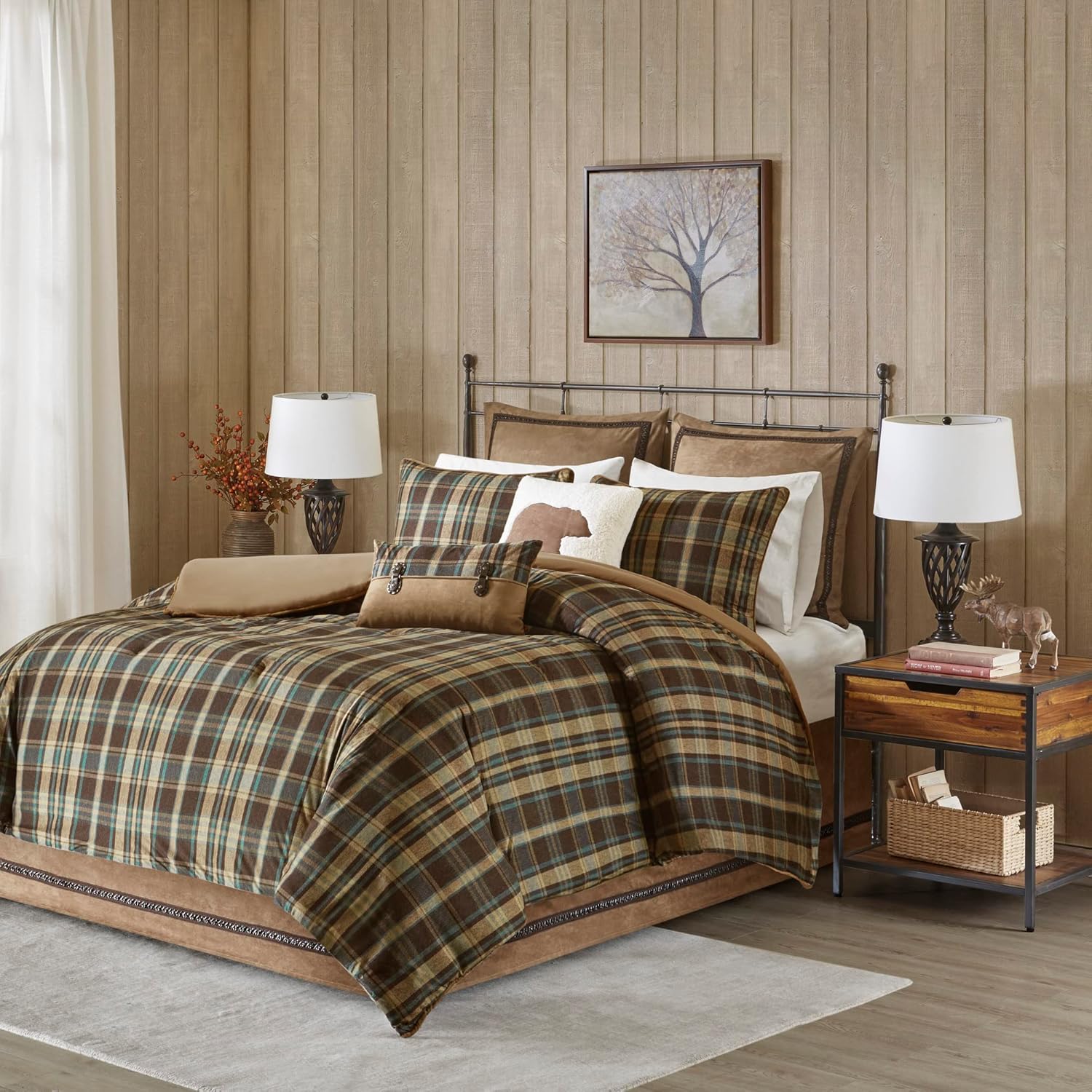 Woolrich Rustic Lodge Cabin Comforter Set - All Season Down Alternative Warm Bedding Layer and Matching Shams, Oversized Queen, Bitter Creek, Grey/Brown - Image 8