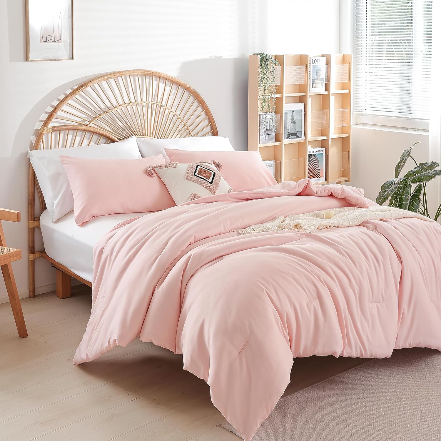 weigelia Pink Comforter Full Size Set – Soft All-Season Bedding with 300GSM Fluffy Microfiber, Includes 2 Matching Pillowcases – Elegant Blush Pink Comforter for Girls, Teens, and Women - Image 15
