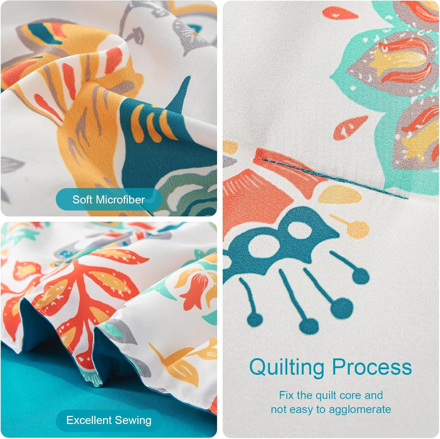 Boho Comforter Set Queen - 7 Pieces Bed in a Bag Floral Medallions Design, Bohemian Comforter Set with Sheets, Soft Microfiber Complete Bedding Sets All Season (Teal Blue, Queen) - Image 6