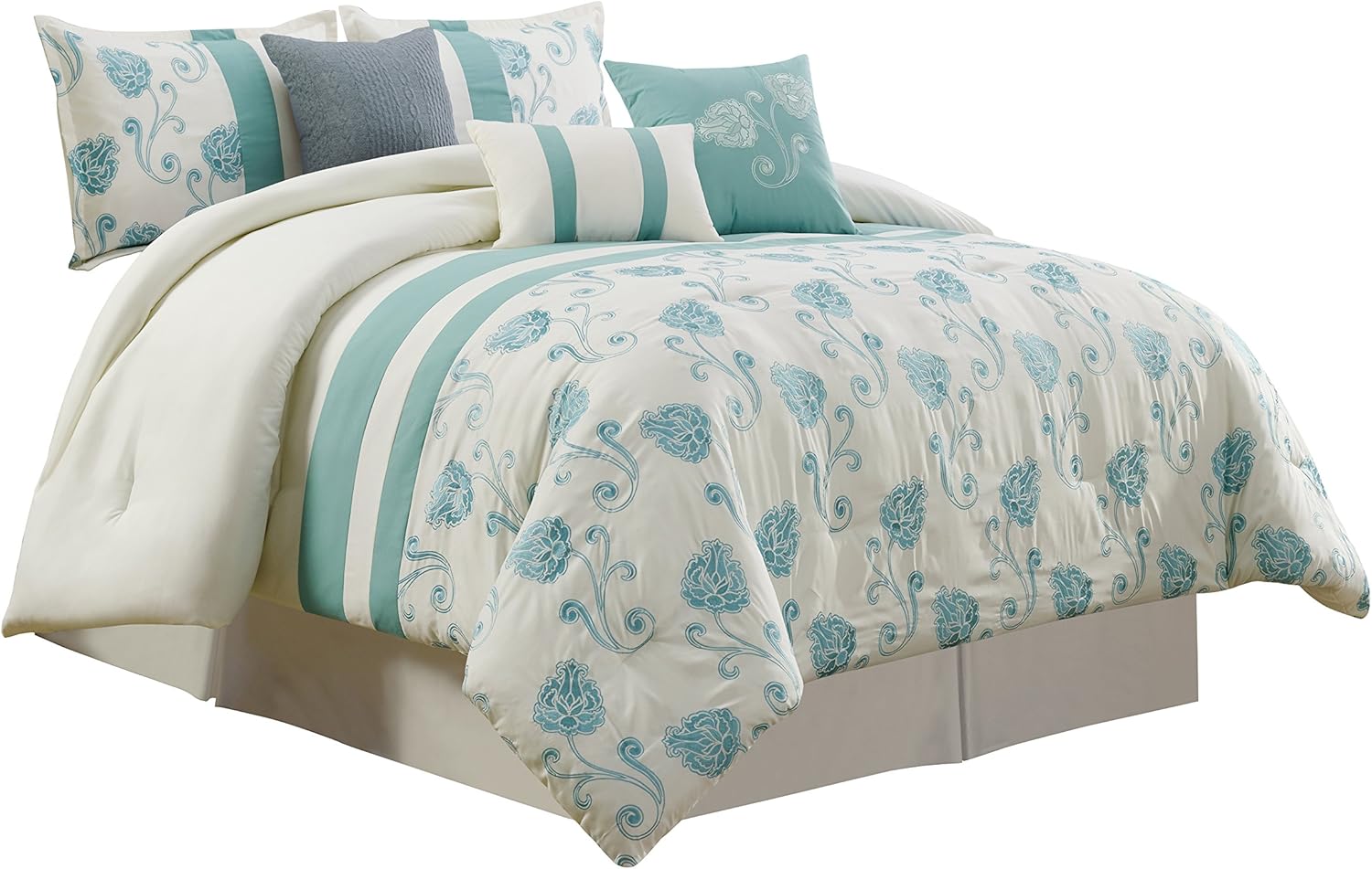 Chezmoi Collection Serene 7-Piece Luxury Autumn Floral Embroidery Comforter Set, Queen, Orange/Brown/Taupe - Image 25