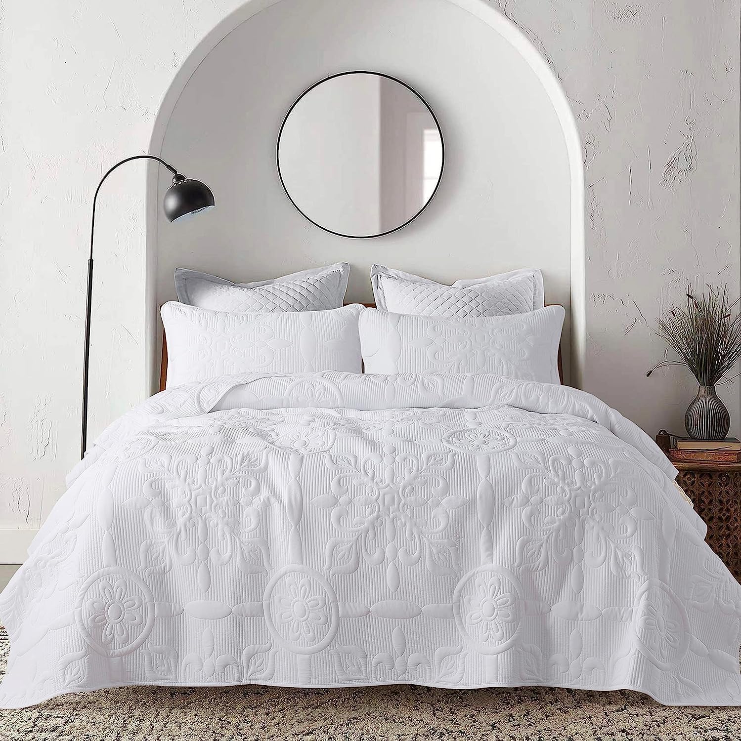 B2EVER Beige Damask Quilt Twin Size Bedding Sets with 1 Pillow Sham, Boho Bedspread Lightweight Soft Farmhouse Vintage Bohemian Coverlet Retro Jacquard Pattern Bed Cover for All Season, 2 Pieces - Image 21