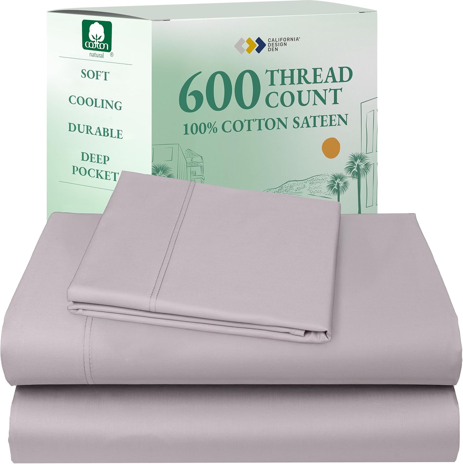 California Design Den Queen Sheet Set - Luxury 600 Thread Count Sateen, 100% Cotton Deep Pocket Queen Sheets with All Around Elastic, Snug Fit, Hotel Quality Bedding Set - White - Image 18