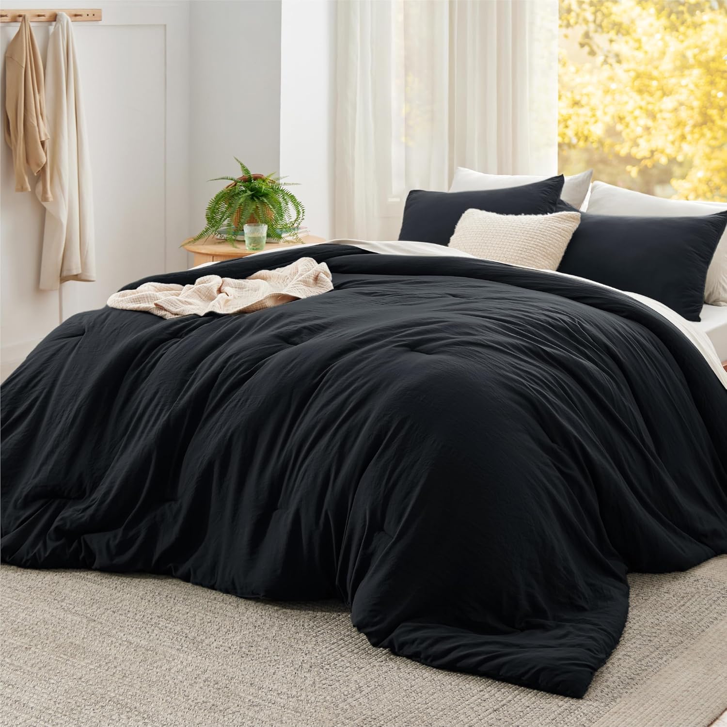 Bedsure King Size Comforter Set, Beige Soft Prewashed Bedding for All Seasons, 3 Pieces GentleSoft™ Warm Down Alternative Bed Set, 1 Lightweight Comforter (104"x90") and 2 Pillowcases (20"x36") - Image 50