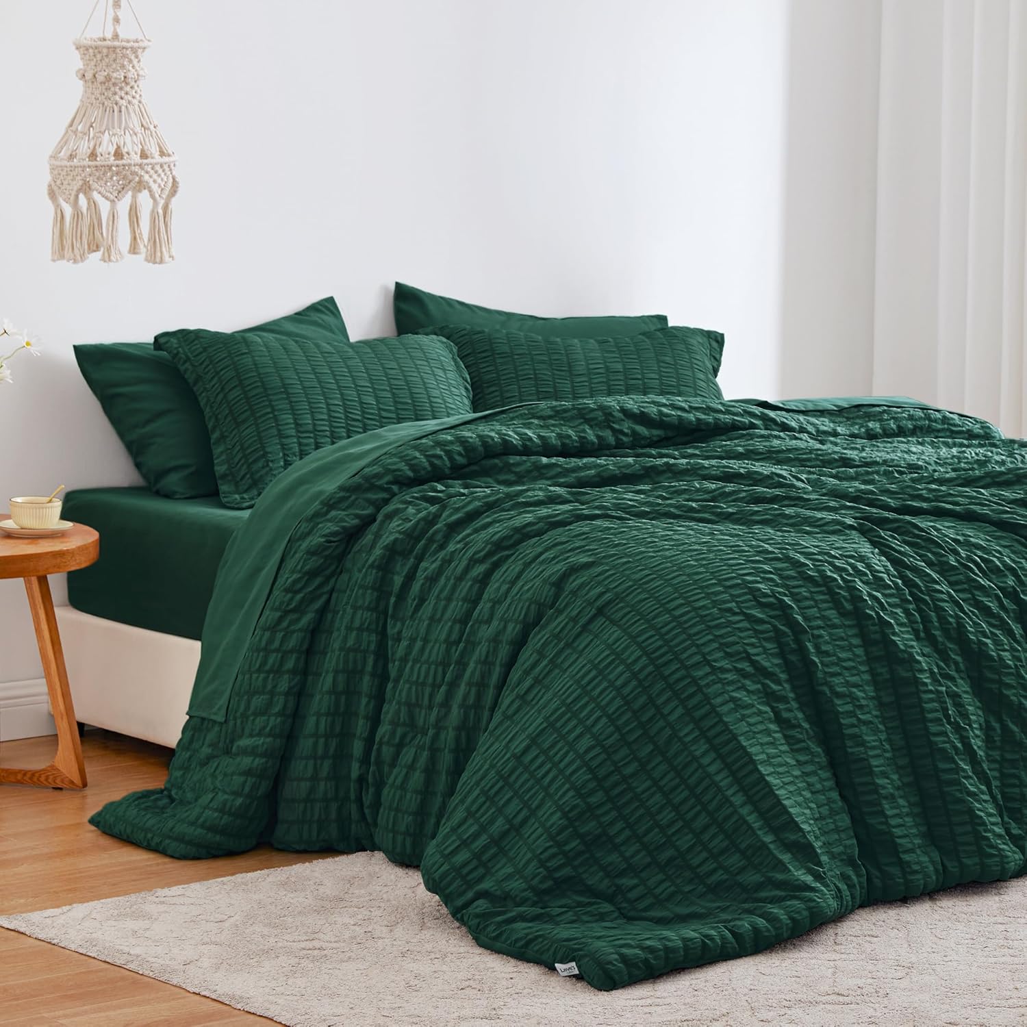 Love's cabin Seersucker Black 7 Pieces Comforter Set Full, All Season Lightweight Bedding Set, Full Bed in a Bag Comforter Set with Comforter, Flat Sheet, Fitted Sheet, Pillowcase and Pillow Sham - Image 12