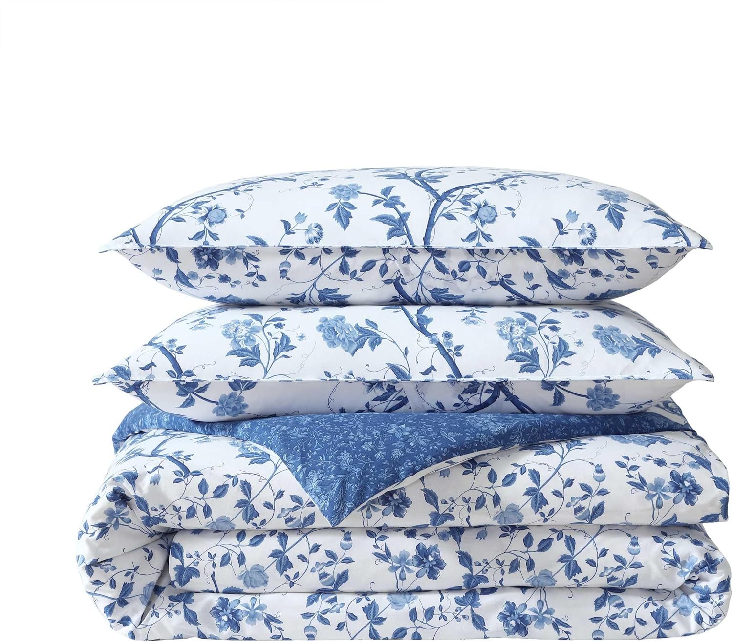 Laura Ashley - Queen Comforter Set, Soft Cotton Bedding with a Medium Weight for Year Round, 7 Piece Bed Set with Matching Pillowcases, Euro Shams & Bonus Throw Pillow Covers (Hope Patchwork Blue) - Image 6